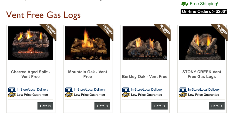Vent Free Gas Logs